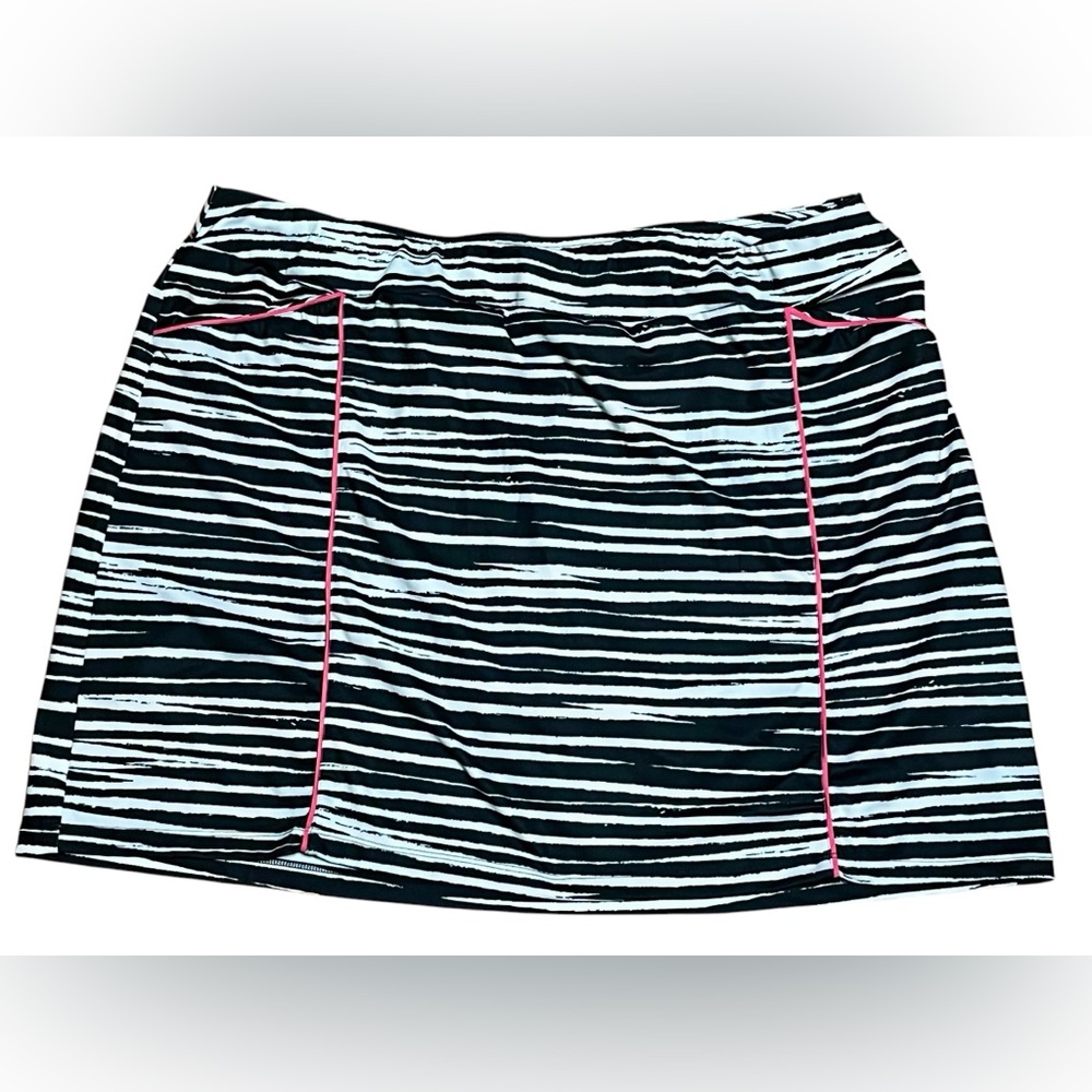 Ruby Rd Black And White With Pink Trim Zebra Striped Skort Size 1X